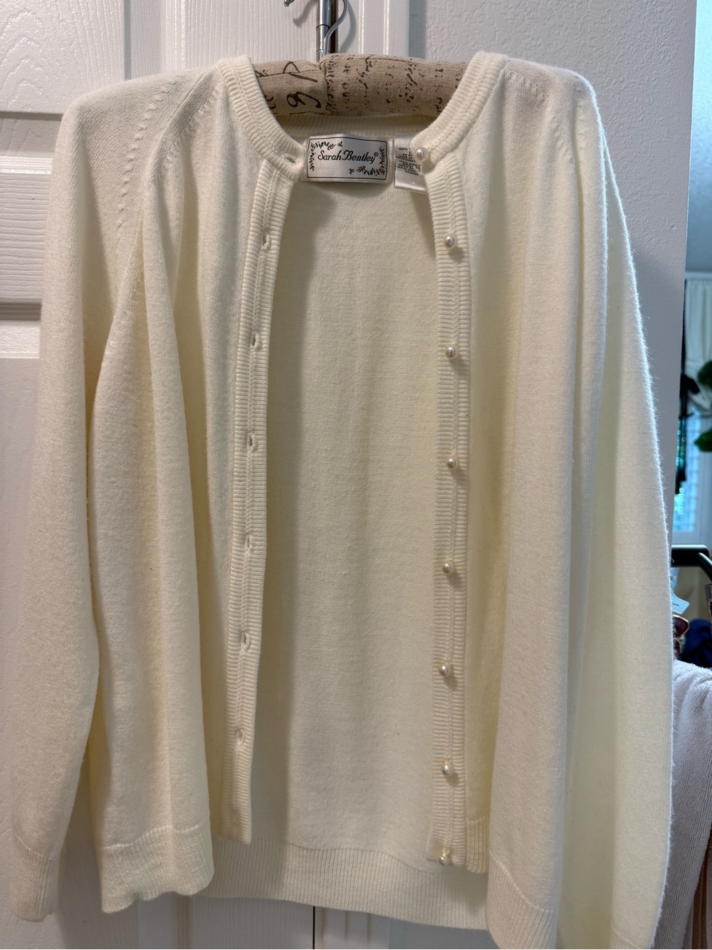 Cream Pearl-Button Cardigan by Sarah Breatley